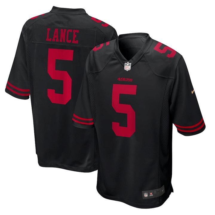 Men San Francisco 49ers #5 Trey Lance Nike Black Player Game NFL Jersey